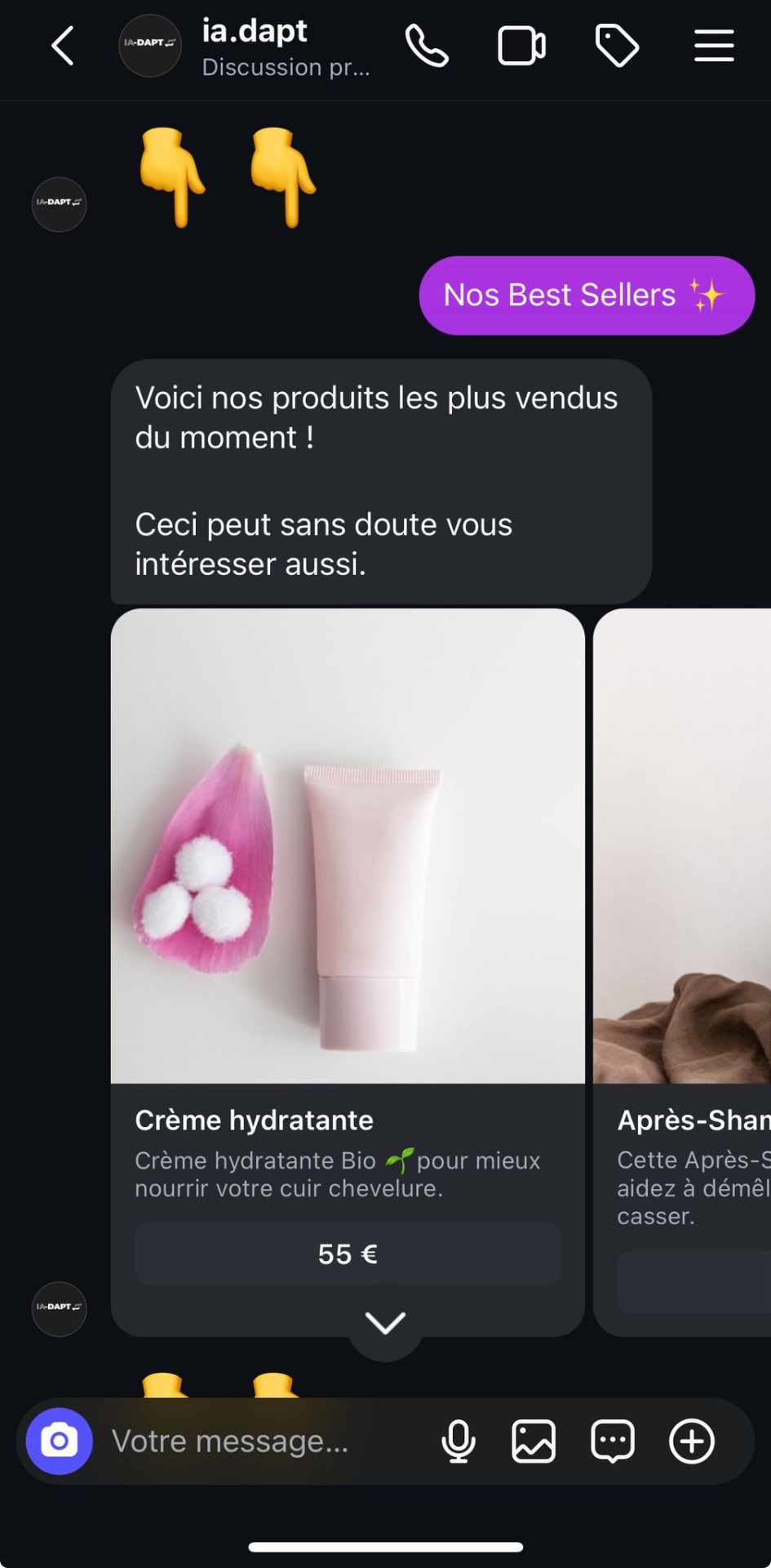 Conversation Instagram - E-commerce