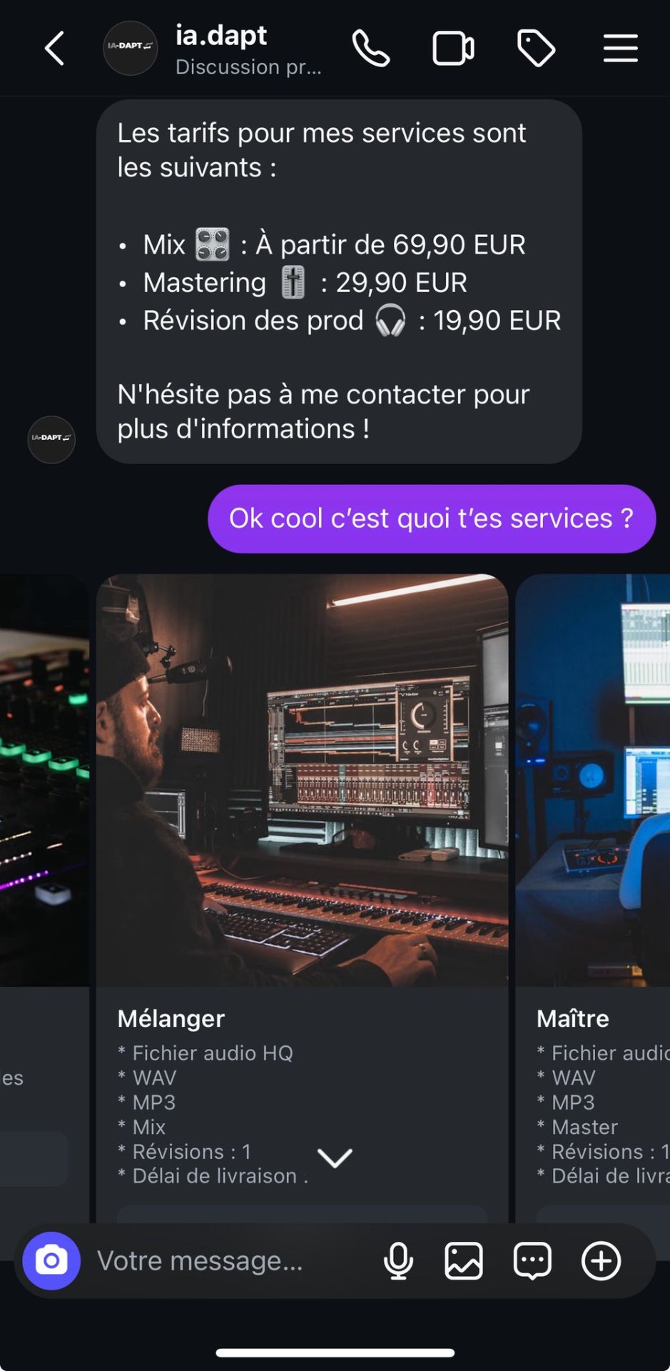 Conversation Instagram - Services audio